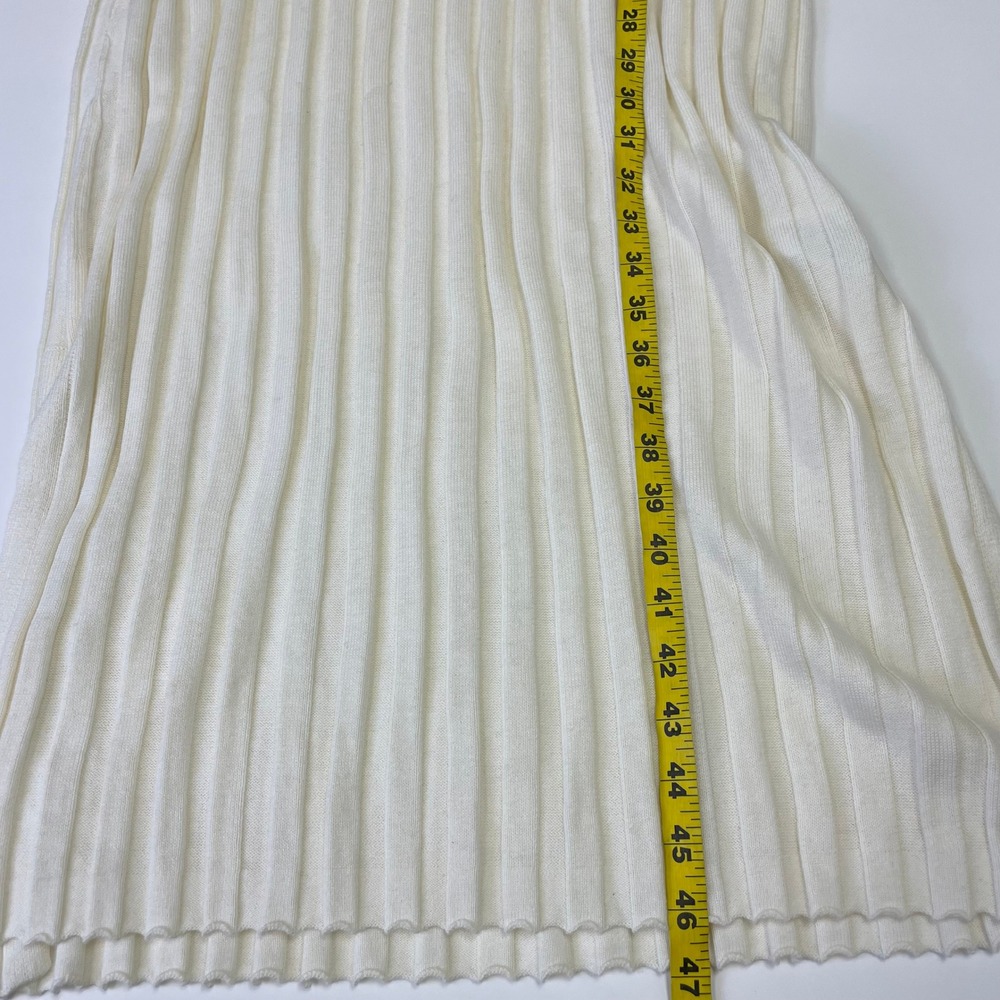 NWT Rails Ashley Cream Ribbed Knit Midi Dress L Sleeveless Split Neck Minimalist - Picture 15 of 16